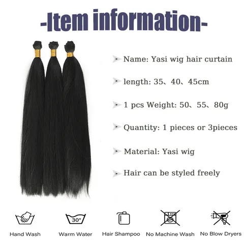 Extensions de Cheveux Synthétiques Tissage Longs Noirs Lisses Pour Femmes Fibre Résistante à la Chaleur Tissage Large Pour Fête Quotidienne