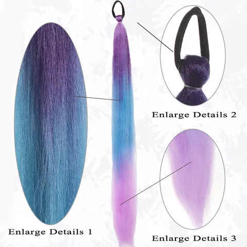 Women Synthetic Fiber Braid Wig Ponytail Hairband Style Long Braided Ombre Hair Extension For Girl Styling Daily Party Jewelry