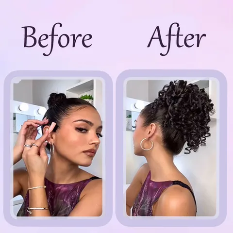 Messy Bun Hair Piece Curly Wavy Drawstring Synthetic Hair Extension For Women Natural Looking Voluminous Updo Hair Accessories