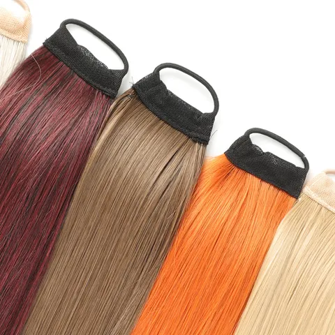 Women Long Straight Ponytail Extension Heat Resistant Synthetic Fiber Elastic Band Hair Piece Soft Natural Fake Hair Extension