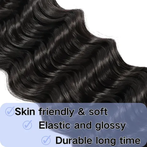 Extensions de Cheveux Bouclés Profonds Synthétiques Faisceaux de Cheveux Tressés en Fibre Résistante au Chaleur Style Exotique Femme
