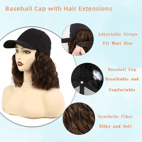 Berretto da Baseball Con Extension Onde di Mais Parrucca Sintetica Riccia Corta Regolabile Fibra Sintetica Copricapo da Donna Viaggio Quotidiano