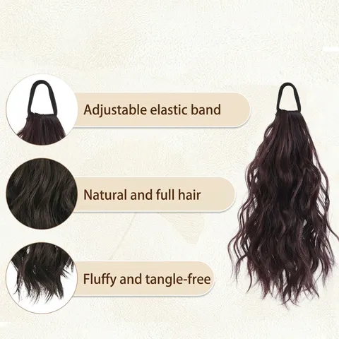 Women Synthetic Fiber Wavy Ponytail Extension Fluffy Cloud Curly Claw Hair Bundle Heat Resistant Everyday Hairpiece For Ladies