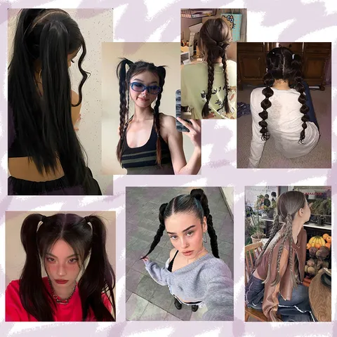 Long Straight Synthetic Ponytail Extensions Sweet JK Style Braided Hairpiece With Elastic Band Heat Resistant Fiber Fluffy Natural Hair Braids For Women