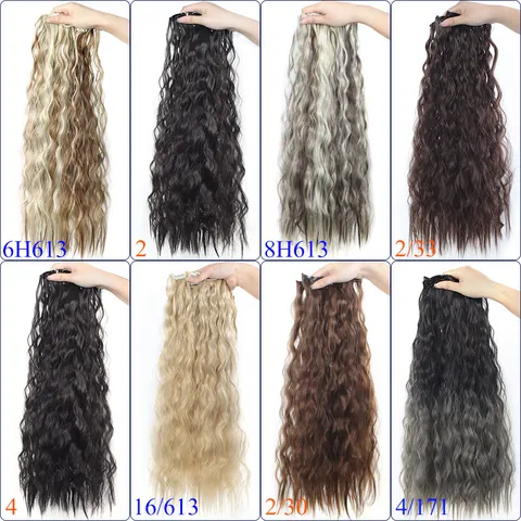 Extension Capelli Ricci Sintetici per Donna Onde Lunghe Clip In Posticci per Volume Onde Naturali Accessorio per Acconciatura in Fibra