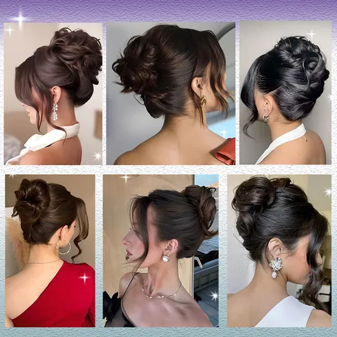 Chignon Décoiffé Extension à Pince Fibre Synthétique Volumineuse Chignon pour Femmes Mariage Fête Quotidien Accessoire de Cheveux