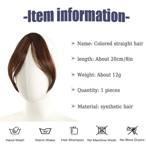 French Bangs Hair Extension Piece Center Parted Eight Shaped Bangs Top Hair Replacement Synthetic Fiber Bangs For Women