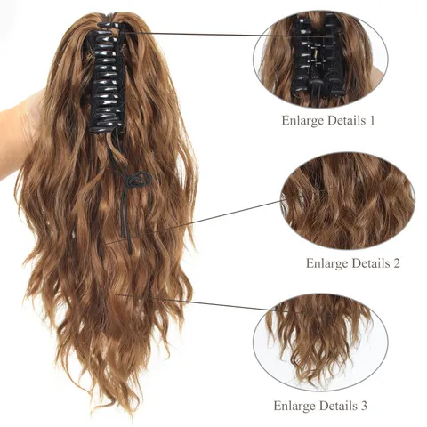 Claw Clip Ponytail Extension Wool Curl Synthetic Hair Ponytail Water Wave Long Wavy Hair Extension For Women Daily Party Hairpiece