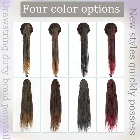 African Drawstring Braid Ponytail Extension Long Dirty Braids Double Braid Synthetic Hair Piece For Women Daily Party Hair