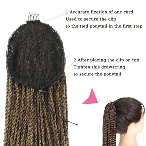 African Drawstring Braid Ponytail Extension Long Dirty Braids Double Braid Synthetic Hair Piece For Women Daily Party Hair