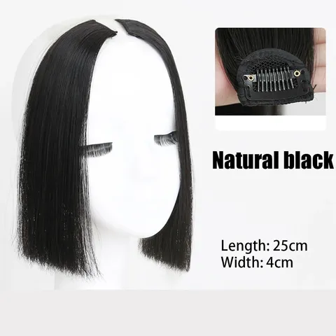 Extensiones Cabello Corte Hime Fibra Sintetica Clip Flequillo Lateral Enmarcado Rostro Postigo Peluca Para Mujeres
