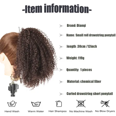 Synthetik Kordelzug Kinky Curly Pferdeschwanz Verlängerung Für Schwarze Frauen Hochtemperaturfaser Afro Pferdeschwanz Haarteil Flauschig