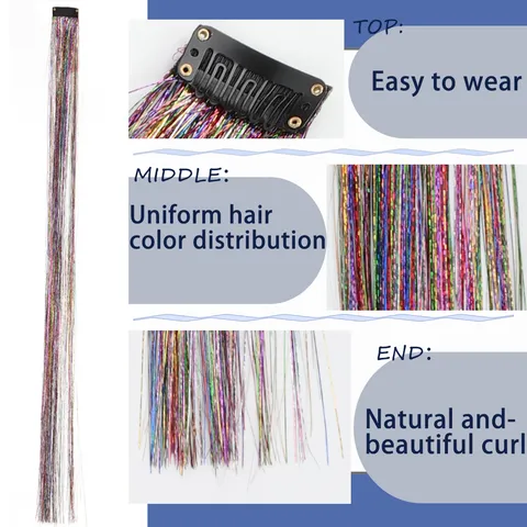 Laser Lametta Haarverlängerungen Clip In Glitzer Feen Haarsträhnen Für Damen Party Cosplay Mode Haarzubehör
