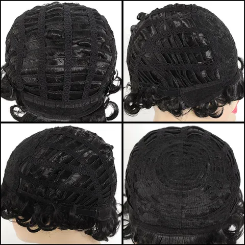 Short Afro Kinky Curly Synthetic Wig For Black Women Black Pixie Cut Wigs Heat Resistant Fiber Machine Made Daily Fashion Wigs