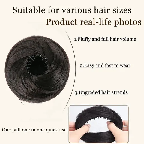 Retractable Bird's Nest Bun Hair Ring Synthetic Fiber Messy Hair Scrunchies For Women Fashion Hair Bun Extension Updo Hairpiece