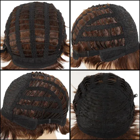 Parrucca da Donna Corta Liscia Con Frangia Laterale Parrucca Sintetica in Fibra ad Alta Temperatura per Uso Quotidiano Naturale Resistente al Calore