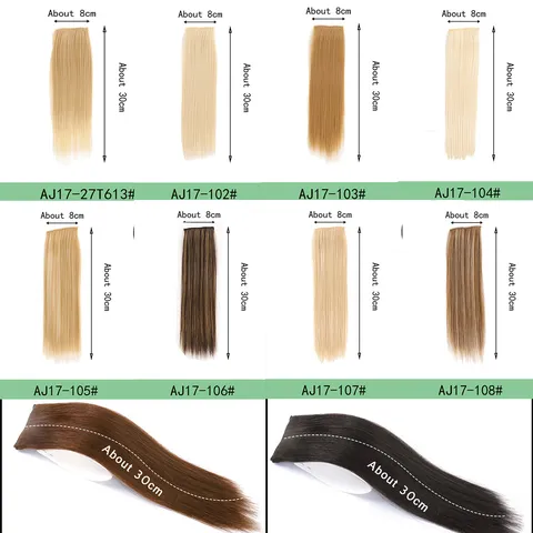 Straight Synthetic Hair Extension Clip In Hair Piece High Temperature Fiber Hairpiece For Women Daily Use Natural Hair Volume