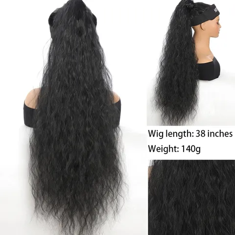 Wrap Around Ponytail Hair Extension Synthetic Kinky Curly Corn Wave Long Hairpiece For Women Fluffy Fashion Hair Styling Accessory