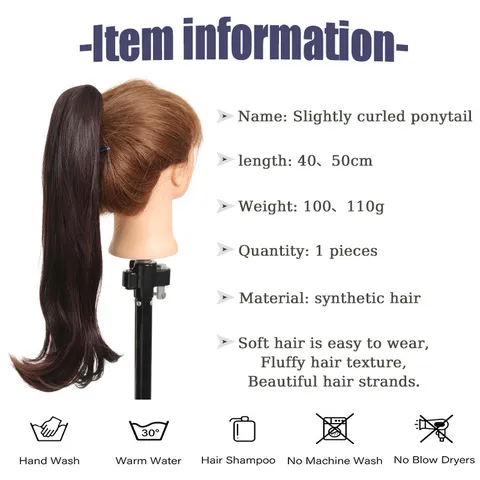Fashion Women Mid Long Wavy Ponytail Extension With Claw Clip Synthetic High Temperature Fiber Natural Hairpiece For Daily Party
