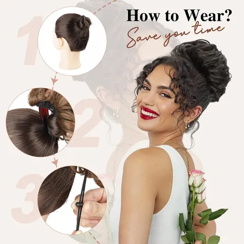 Postiche Chignon Flou pour Femmes Extension en Cheveux Synthétiques Avec Peigne pour Coiffure Quotidienne Fête