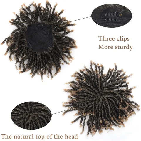 African Spiral Dreadlocks Hair Extension Ombre Curly Hair Piece With Three Clips Synthetic Fiber Top Hair Extension For Women