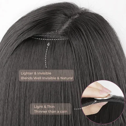 Extensiones de Cabello Sintético para Mujer Lisas y Onduladas Naturales Clip In Postizos Largo Volumen Accesorio para Cabello Diario Fiesta