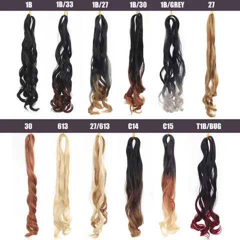 Französische Locken Häkel Haarverlängerungen Synthetische Welle Flechthaar Ombre Lockiges Haarteil Für Damen Tägliches Party Hairstyling