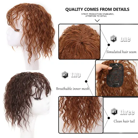 Women Short Curly Corn Wave Hairpiece Synthetic High Temperature Fiber Clip-In Extension With Bangs Volume Up Natural Look Hair Piece