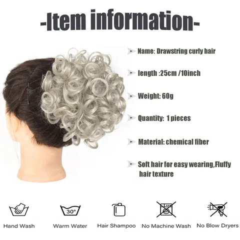 Chignon Donna Messy con Coulisse Corto Ondulato Estensione in Fibra Sintetica Termoresistente per Acconciatura Quotidiana Festa