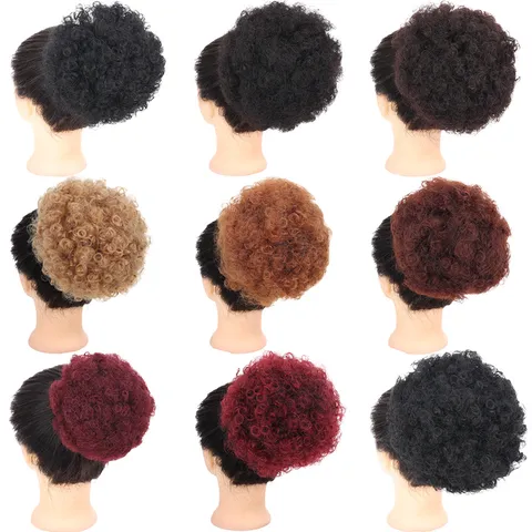 Chignon Parrucca Ricci Africani Con Coulisse E Clip Posticcio In Fibra Ad Alta Temperatura Per Donna Extension Afro Puff