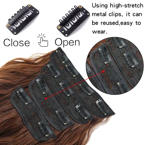 Water Wave Curly Hair Extensions Multiple Piece Clip In Synthetic Fiber Thick Voluminous Long Wavy Hairpiece For Women Natural Hair Enhancement