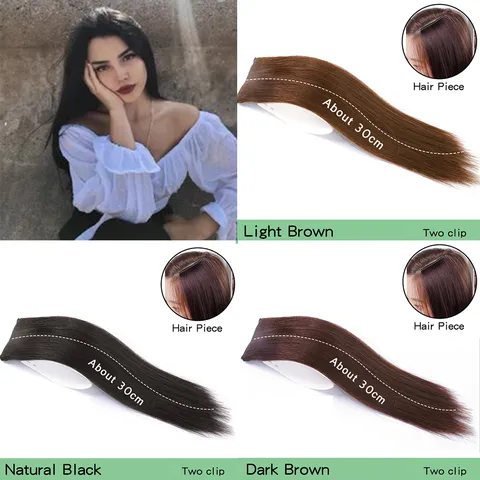 Straight Synthetic Hair Extension Clip In Hair Piece High Temperature Fiber Hairpiece For Women Daily Use Natural Hair Volume
