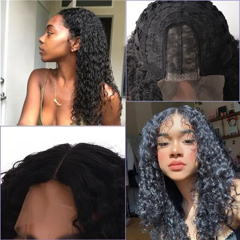 Long Curly Lace Front Wig for Women Black Small Curls High Temperature Synthetic Fiber Fluffy Hair Wig