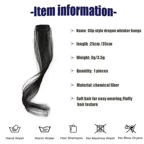 Synthetic Hair Extensions Long Dragon Beard Fringe French Curtain Bangs For Women Natural Look Heat Resistant Fiber Hairpiece