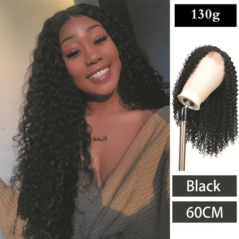 Long Curly Lace Front Wig for Women Black Small Curls High Temperature Synthetic Fiber Fluffy Hair Wig