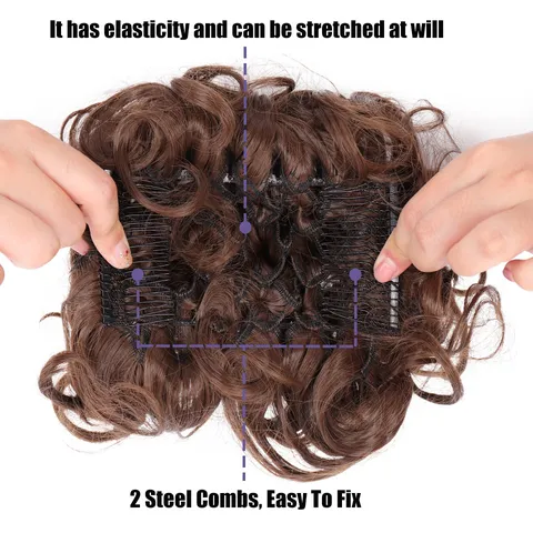 Women Messy Bun Hair Piece Synthetic High Temperature Fiber Chignon Hair extension Curly Large Scrunchie Hairpiece Clip In Updo