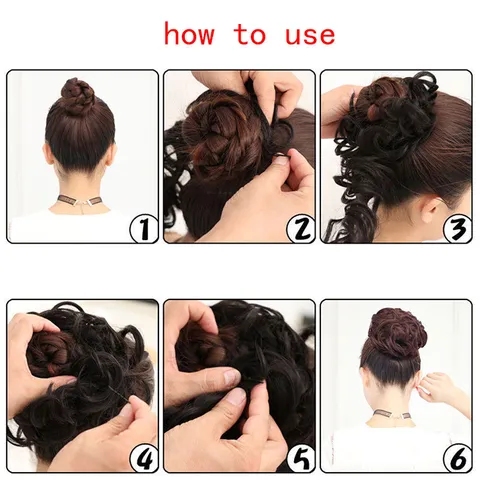 Chignon Spettinato Ondulato Scrunchie Fibra Sintetica Alta Temperatura Extension Capelli Ricci per Donna Matrimonio Styling Quotidiano