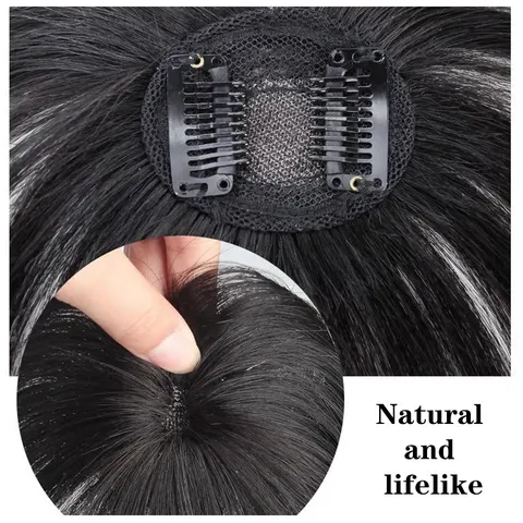 Extension de Frange pour Femmes avec Raie au Milieu Fibre Synthétique Clips Invisibles Naturels pour Quotidien Fête