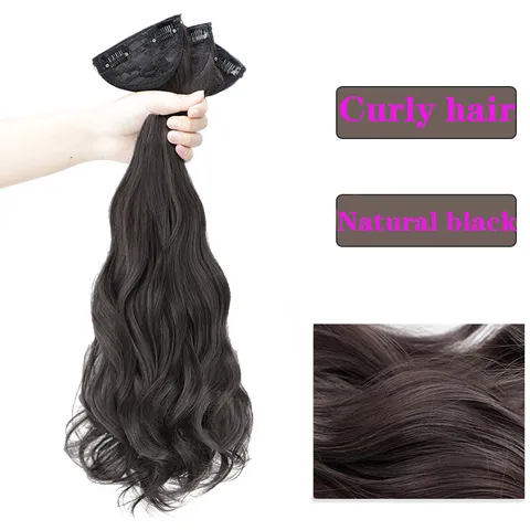 Long Wavy Hair Extensions For Women Natural Invisible Seamless Clip In Synthetic Fiber Hairpiece Hair Volume Adding 3 Piece Set