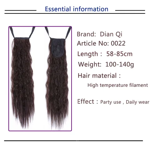 Women Corn Wave Ponytail Extension Synthetic High Temperature Fiber Tie On Long Wavy Hairpiece With Lace Net For Daily Party
