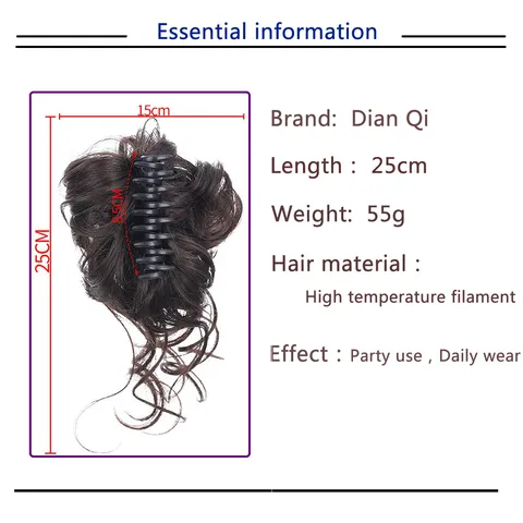Extension Chignon Spettinato con Molletta a Clip Ricci Ondulati Capelli Sintetici Scrunchies Donna Stile Casual Acconciatura Posticcia