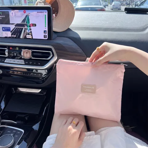 Borsa Portaoggetti Traslucida con Cerniera Leggera Custodia Portatile per Assorbenti Intimi Organizer da Viaggio per Biancheria