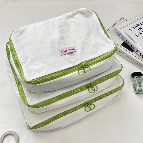 Kleidung Aufbewahrungstasche Im Koreanischen Stil Kontrastfarbener Besatz Reise-Organizer Packtasche Für Kleidung Koffer-Organizer Für Schlafzimmer Reisen Zuhause