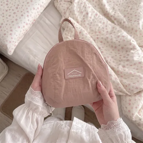 Koreanischer Stil Kontrastfarbene Einfassung Halbrunde Kosmetiktasche Tragbare Polyester Make-Up Aufbewahrungstasche Reise Kulturbeutel Mit Griff Für Damen