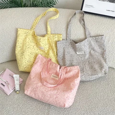 Damen Sanft Handgemalt Blumen Polyester Tote Bag Sommer Reise Weich Große Kapazität Umhängetasche Lässige Handtasche Täglich
