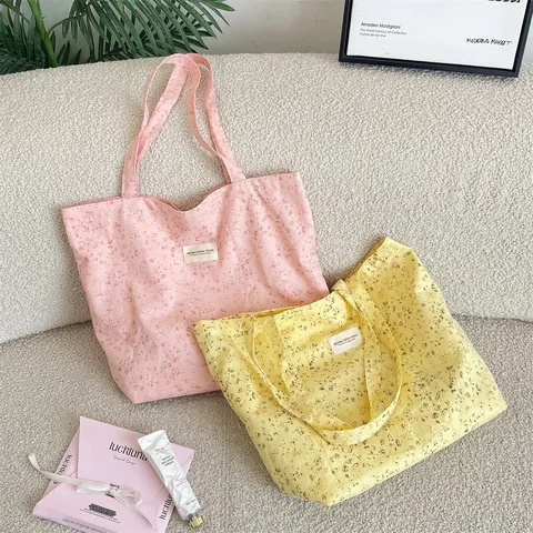 Damen Sanft Handgemalt Blumen Polyester Tote Bag Sommer Reise Weich Große Kapazität Umhängetasche Lässige Handtasche Täglich