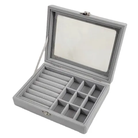 Minimalistische Samt Schmuckschatulle Mit Glasdeckel Transparente Staubdichte Aufbewahrungsbox Für Ringe Ohrringe Halsketten Armband Organisation Schmuck Organizer Geschenk Damen