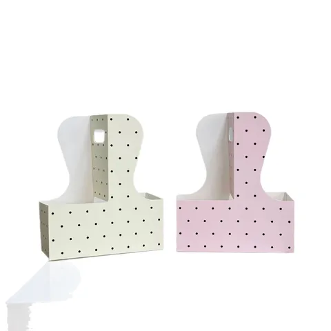 Polka Dot Kraft Paper Flower Gift Box Portable Handheld Floral Wrap Material Flower Cup Holder Packaging Basket For Festival Birthday DIY Decoration