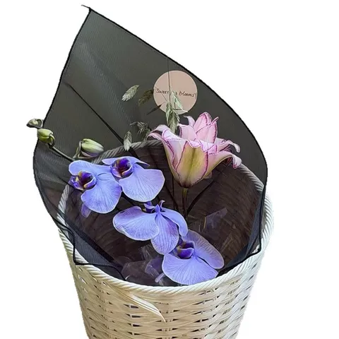 Korean Style INS Stiff Mesh Gauze Bouquet Wrapping Paper Semi Transparent Square Floral Lining Mesh For Flower Packaging Decoration