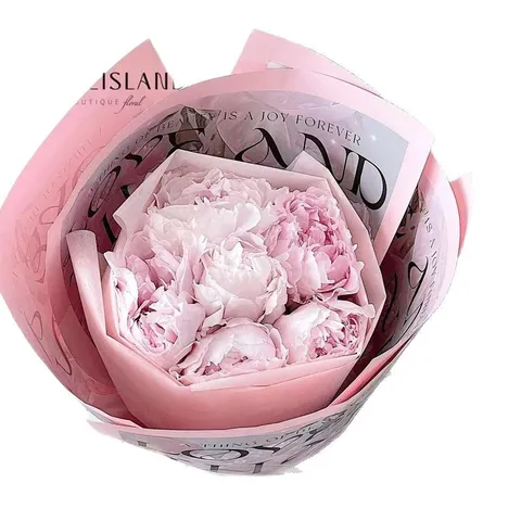 Carta da Imballaggio per Bouquet di Peonie Festa della Mamma Stile Pittura a Olio Carta Kraft Materiale per Imballaggio Floreale Rosa